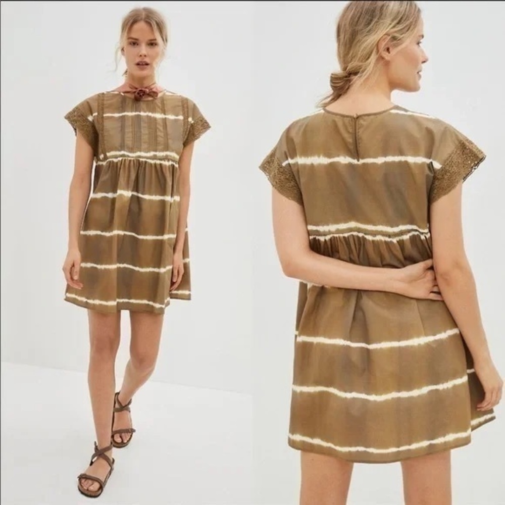 Anthropologie Corey Lynn Calter Brown Tie Dye Brigid Tunic Dress S